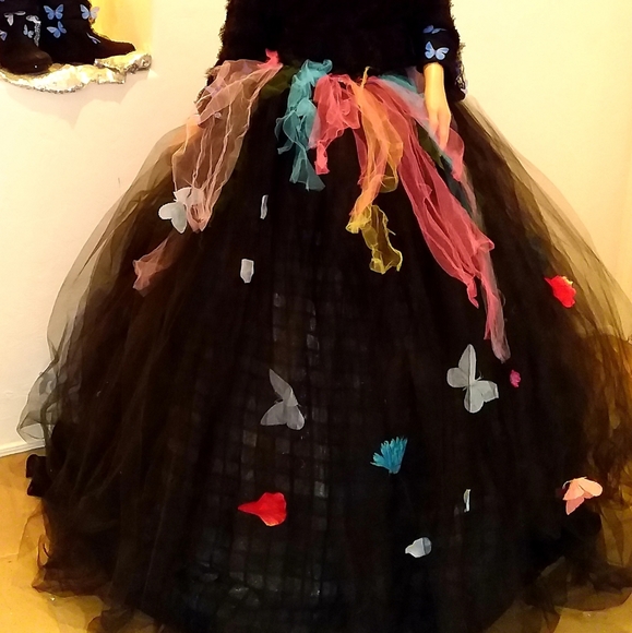 "BRANWYN" Black Butterfly Woodland Wedding Sweater Ballgown Set - Picture 3 of 9